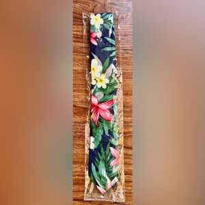 Floral Navy Men's Tie with Pink & White Blooms